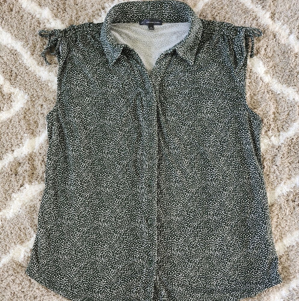 Women's Adrianna Papell Sleeveless Blouse Green/White Size Medium